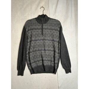 Factoria Paty Mens Gray 100% Baby Alpaca Quarter Zip Sweater Large Made in Peru